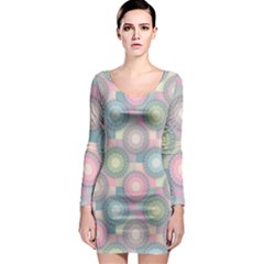 Seamless Pattern Pastels Background Long Sleeve Bodycon Dress by HermanTelo