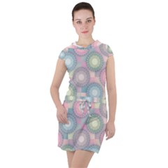 Seamless Pattern Pastels Background Drawstring Hooded Dress