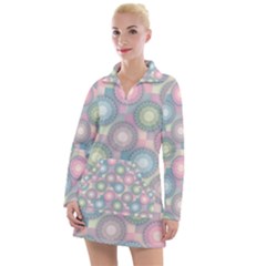 Seamless Pattern Pastels Background Women s Long Sleeve Casual Dress