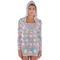 Seamless Pattern Pastels Background Long Sleeve Hooded T-shirt