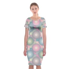 Seamless Pattern Pastels Background Classic Short Sleeve Midi Dress