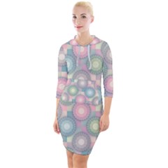 Seamless Pattern Pastels Background Quarter Sleeve Hood Bodycon Dress