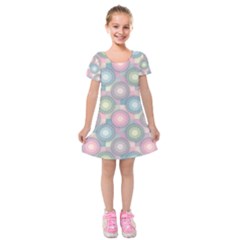 Seamless Pattern Pastels Background Kids  Short Sleeve Velvet Dress