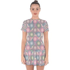 Seamless Pattern Pastels Background Drop Hem Mini Chiffon Dress