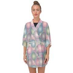 Seamless Pattern Pastels Background Half Sleeve Chiffon Kimono