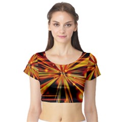 Zoom Effect Explosion Fire Sparks Short Sleeve Crop Top