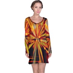 Zoom Effect Explosion Fire Sparks Long Sleeve Nightdress by HermanTelo