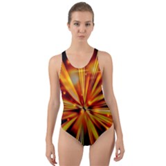 Zoom Effect Explosion Fire Sparks Cut-out Back One Piece Swimsuit