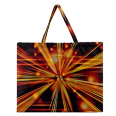 Zoom Effect Explosion Fire Sparks Zipper Large Tote Bag by HermanTelo