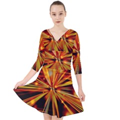 Zoom Effect Explosion Fire Sparks Quarter Sleeve Front Wrap Dress