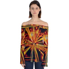 Zoom Effect Explosion Fire Sparks Off Shoulder Long Sleeve Top