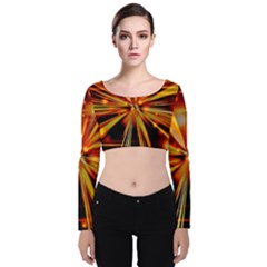 Zoom Effect Explosion Fire Sparks Velvet Long Sleeve Crop Top