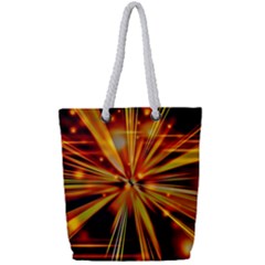 Zoom Effect Explosion Fire Sparks Full Print Rope Handle Tote (small) by HermanTelo