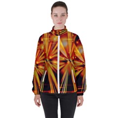 Zoom Effect Explosion Fire Sparks Women s High Neck Windbreaker