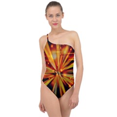 Zoom Effect Explosion Fire Sparks Classic One Shoulder Swimsuit