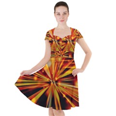 Zoom Effect Explosion Fire Sparks Cap Sleeve Midi Dress