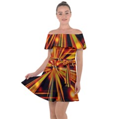 Zoom Effect Explosion Fire Sparks Off Shoulder Velour Dress by HermanTelo