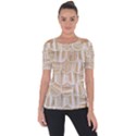 Texture Background Brown Beige Shoulder Cut Out Short Sleeve Top View1