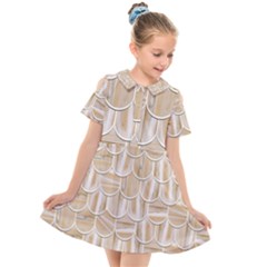 Texture Background Brown Beige Kids  Short Sleeve Shirt Dress