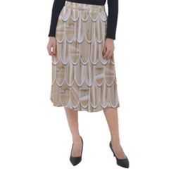 Texture Background Brown Beige Classic Velour Midi Skirt 