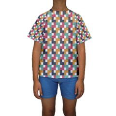 Abstract Geometric Kids  Short Sleeve Swimwear