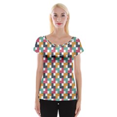 Abstract Geometric Cap Sleeve Top