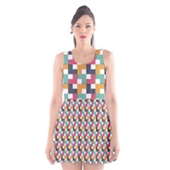 Abstract Geometric Scoop Neck Skater Dress