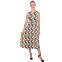 Abstract Geometric Midi Tie-back Chiffon Dress by HermanTelo