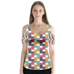 Abstract Geometric Butterfly Sleeve Cutout Tee 