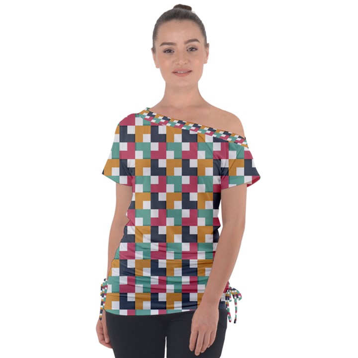 Abstract Geometric Tie-Up Tee