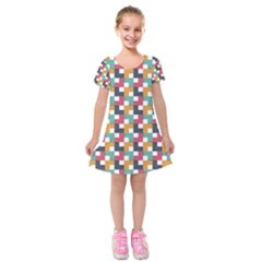 Abstract Geometric Kids  Short Sleeve Velvet Dress