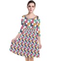 Abstract Geometric Quarter Sleeve Waist Band Dress View1