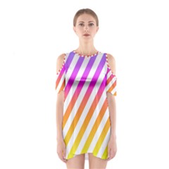 Abstract Lines Mockup Oblique Shoulder Cutout One Piece Dress