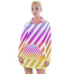 Abstract Lines Mockup Oblique Women s Long Sleeve Casual Dress