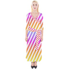 Abstract Lines Mockup Oblique Quarter Sleeve Wrap Maxi Dress