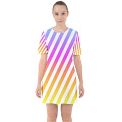 Abstract Lines Mockup Oblique Sixties Short Sleeve Mini Dress