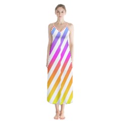 Abstract Lines Mockup Oblique Button Up Chiffon Maxi Dress