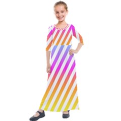 Abstract Lines Mockup Oblique Kids  Quarter Sleeve Maxi Dress by HermanTelo