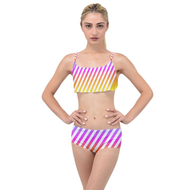 Abstract Lines Mockup Oblique Layered Top Bikini Set