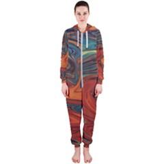 Abstract Art Pattern Hooded Jumpsuit (ladies)  by HermanTelo