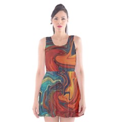 Abstract Art Pattern Scoop Neck Skater Dress