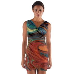 Abstract Art Pattern Wrap Front Bodycon Dress