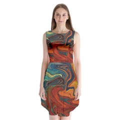 Abstract Art Pattern Sleeveless Chiffon Dress  