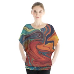 Abstract Art Pattern Batwing Chiffon Blouse