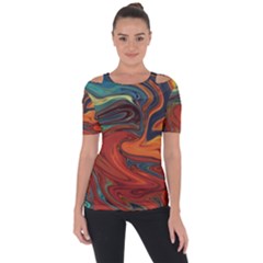 Abstract Art Pattern Shoulder Cut Out Short Sleeve Top by HermanTelo