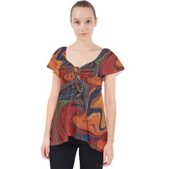 Abstract Art Pattern Lace Front Dolly Top