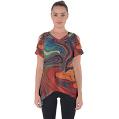 Abstract Art Pattern Cut Out Side Drop Tee by HermanTelo