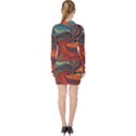 Abstract Art Pattern V-neck Bodycon Long Sleeve Dress View2