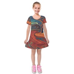 Abstract Art Pattern Kids  Short Sleeve Velvet Dress