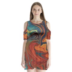 Abstract Art Pattern Shoulder Cutout Velvet One Piece by HermanTelo